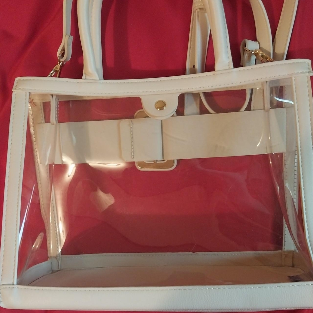 Source Unknown White Clear Tote with Buckle Detail - Picture 2 of 13